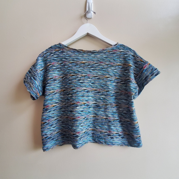 free people multi colour yarn ribbed textured short sleeve top - Picture 2 of 7